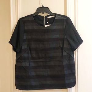 FRNCH Black Suede Stripe Top